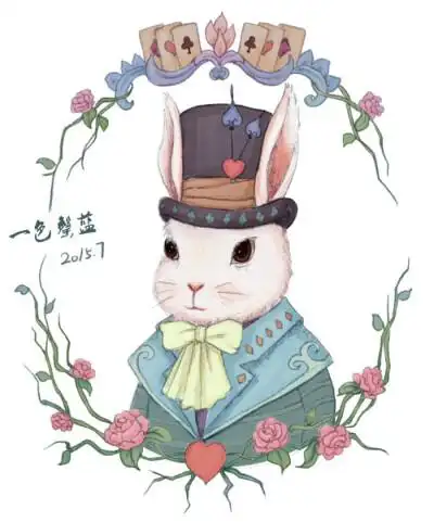 爱丽丝兔-一色罄蓝_动物,插画,封面_涂鸦王国插画