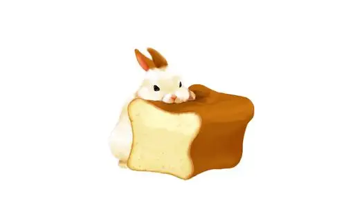 兔子啃面包卡通卖萌桌面壁纸