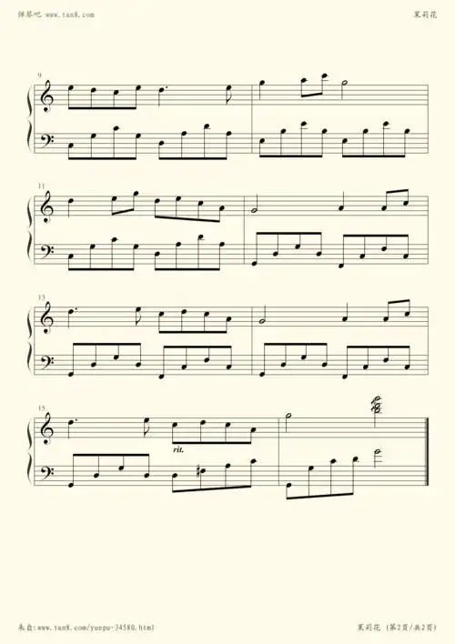 钢琴谱 - 快乐儿歌钢琴曲集-茉莉花