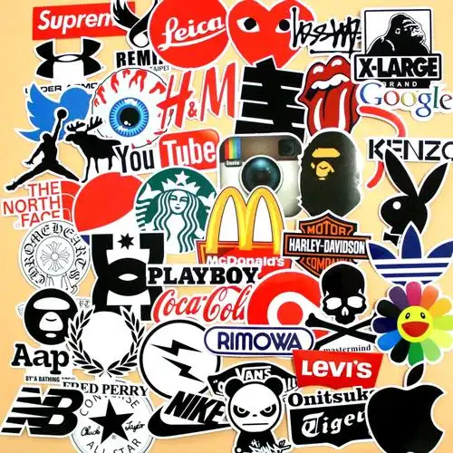 46 个性潮牌logo行李箱贴纸防水旅行箱滑板吉他拉杆箱 自行车贴纸