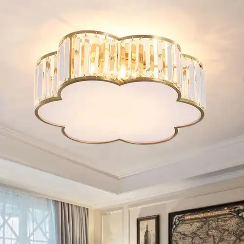 温馨浪漫卧室灯网红吸顶灯家用灯具走廊过道灯水晶房间全铜吊顶灯