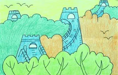 万里长城彩色简笔画
