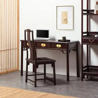 红木写字桌圆腿中式全实木非洲小叶紫檀办公桌赞比亚血檀书桌学生