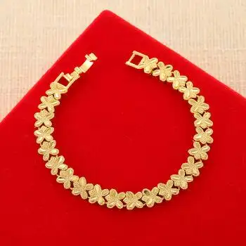 沙金不掉色镀四叶草手链欧币金情人节礼物女sn8833 款式贰【图片 价格