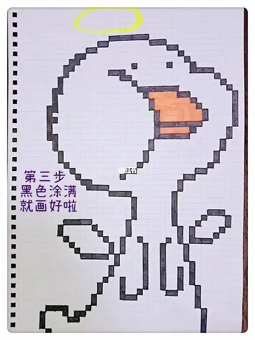 鸭子格子画99_格子画_绘画_水彩笔_马克笔_画画_兴趣爱好_绘画
