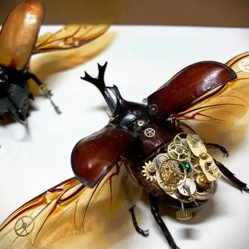 独角仙机械甲虫 蒸汽朋克甲虫标本 顺丰包邮 艺术品 个性生日礼物