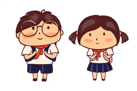 小人文明校园开学季小学生手绘可爱卡通插画psd素材