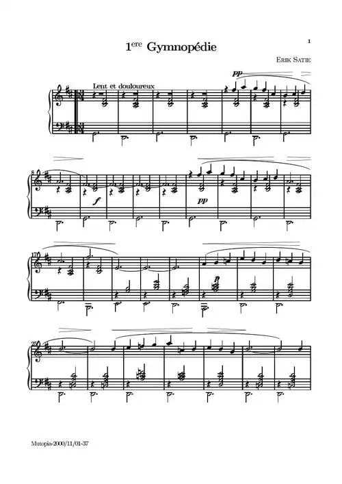 廷廷的钢琴窝 手机版 钢琴谱下载 - erik satie gymnopédie no.