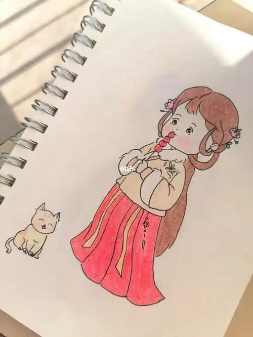 q版喜庆古风娃娃简笔画