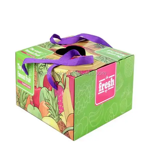 水果盒礼品盒苹果橙色草莓橙色水果包装盒与句柄礼品食品包装袋婚礼