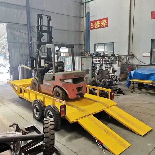 定制前高后底平板车拉铣刨机叉车平板车工地牵引式运输拖车