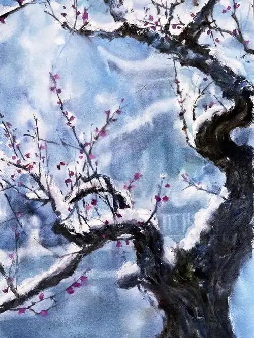 玉骨那愁瘴雾冰姿自有仙风#水彩  #美术生的日常  #水彩画教程  #梅花