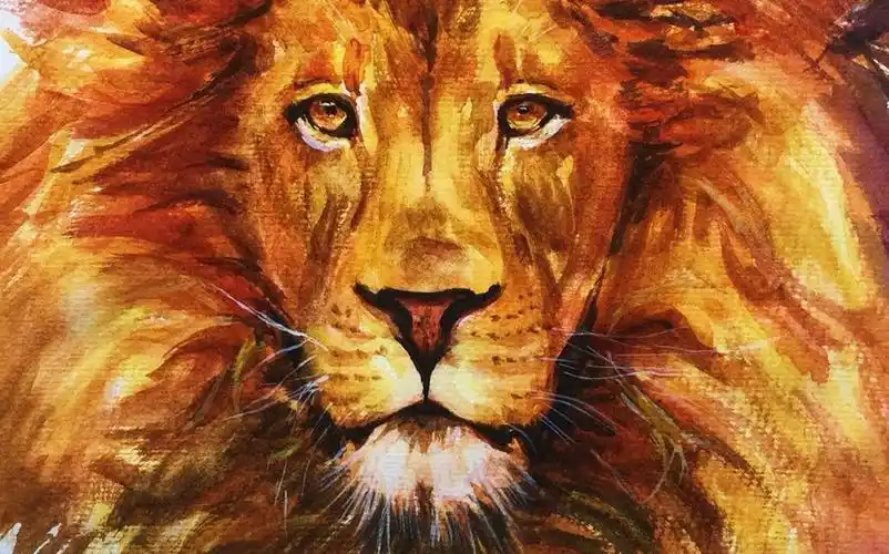 【真一桑·水彩】《狮子》【手绘党】【六倍速度】