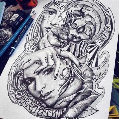 西海岸纹身 西海岸纹身手稿 西海岸手稿 西海岸匪帮纹身 匪帮纹身手稿