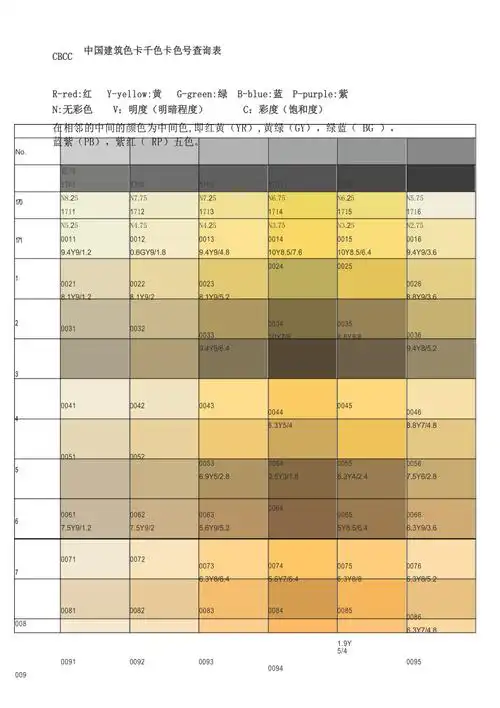 cbcc中国建筑色卡千色卡色查询表