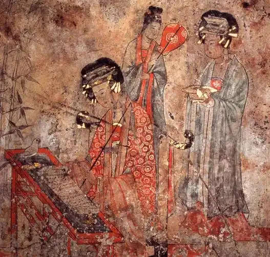 《杨贵妃颂经图》宝山墓壁画 摄/庞雷