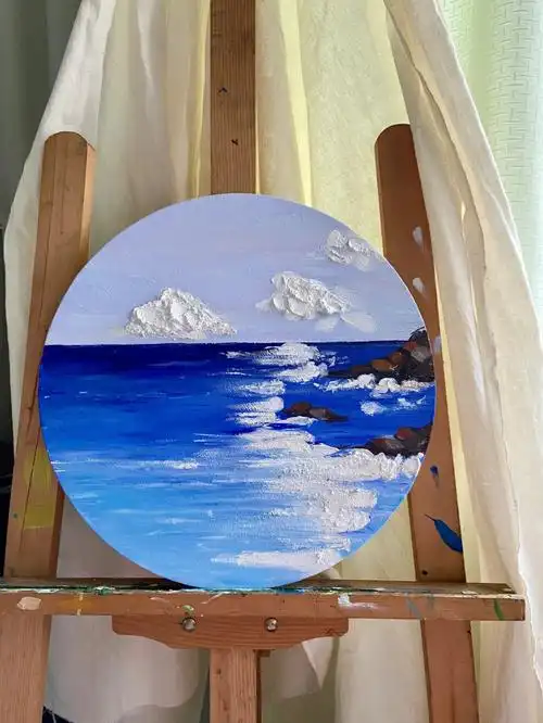 丙烯画夏天的海风景画装饰画