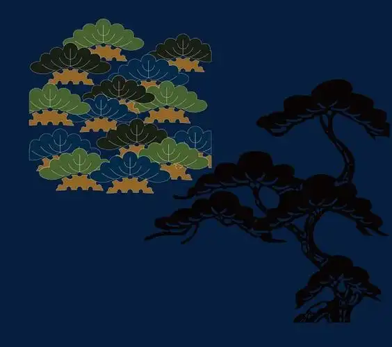 松柏纹样图案矢量素材