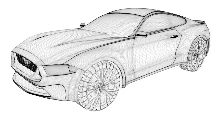 福特野马汽车建模及材质渲染