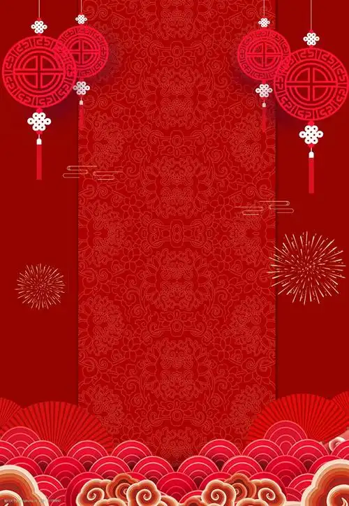 大红喜庆中国风猪年背景素材