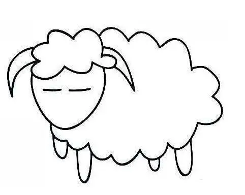 温顺的小绵羊简笔画图片_小绵羊儿童绘画作品图集 绵羊简笔画