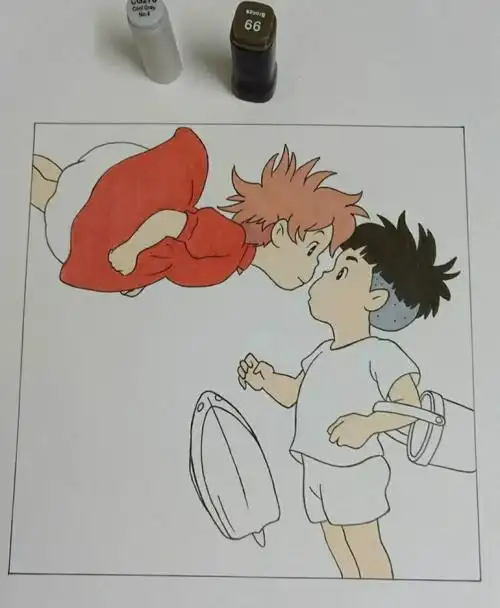 简笔画-波妞和宗介简笔画rv简笔画教程文化绘画