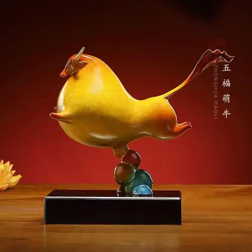 《五福萌牛》铜牛摆件办公室书房牛气