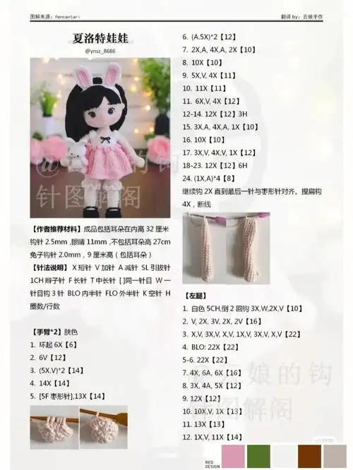 夏洛特娃娃钩针图解转作者见印