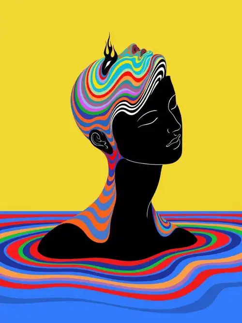 有趣的艺术家003迷幻线条风墙绘