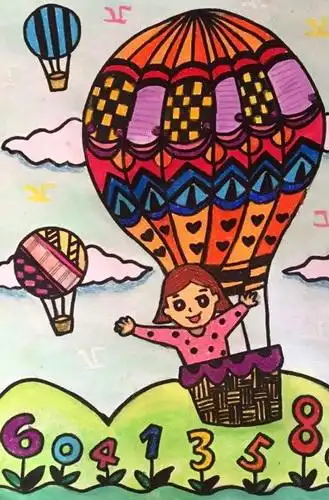少儿书画作品-热气球飞蛱炜/儿童书画作品热气球飞蛱炜招郎蚠中国
