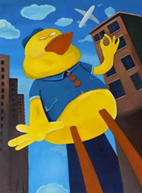 嘎嘎和咪咪新裤子乐队彭磊手绘北海怪兽t恤短袖情侣装摇滚半截袖 白1