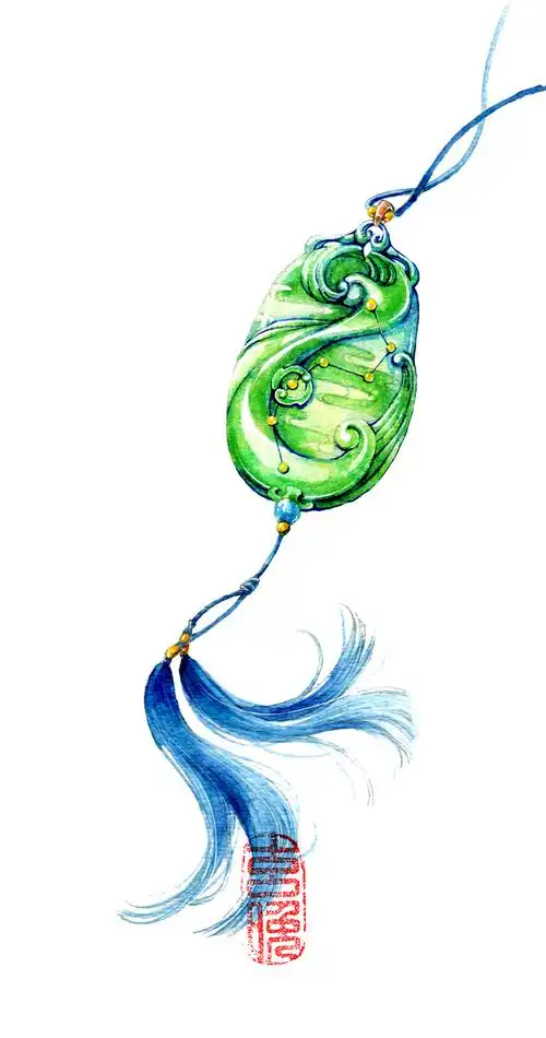 【水彩古风古韵】#首饰绘##玉佩#作者:玄晚_淳爷没有们