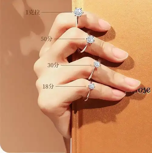 ab爱贝利夫18k金1克拉经典六爪30分钻戒钻石求婚戒指婚戒女50分定制 1