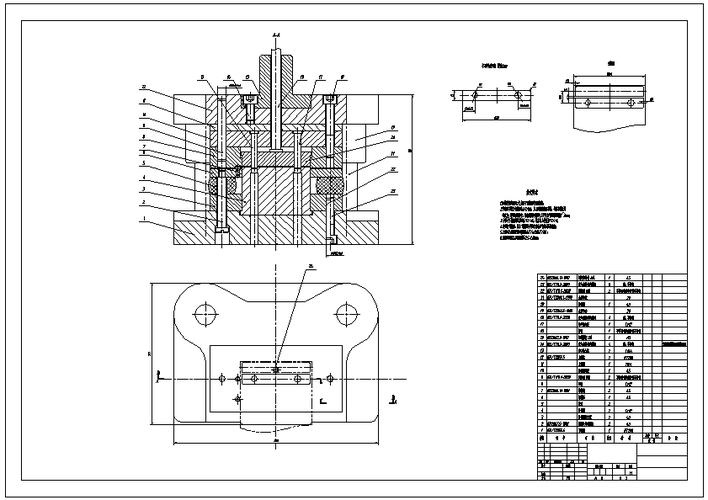 第一套模具落料冲孔复合模-模具装配图