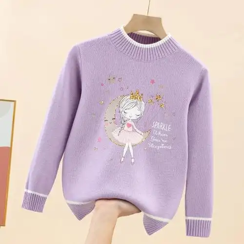 女童毛衣大童长袖女款秋冬季新款中学生女孩打底针织衫初中生