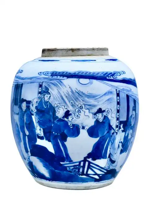 清康熙青花郭子仪拜寿图罐