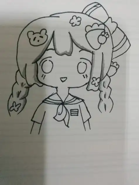 卡通女孩辫子头简笔画麻花辫小女孩怎么画简单又漂亮小女孩简笔画长