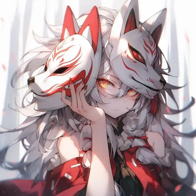 扭扭我发布的第一个作品就是狐狸面具女生头像,这次算是同类型复刻嘛