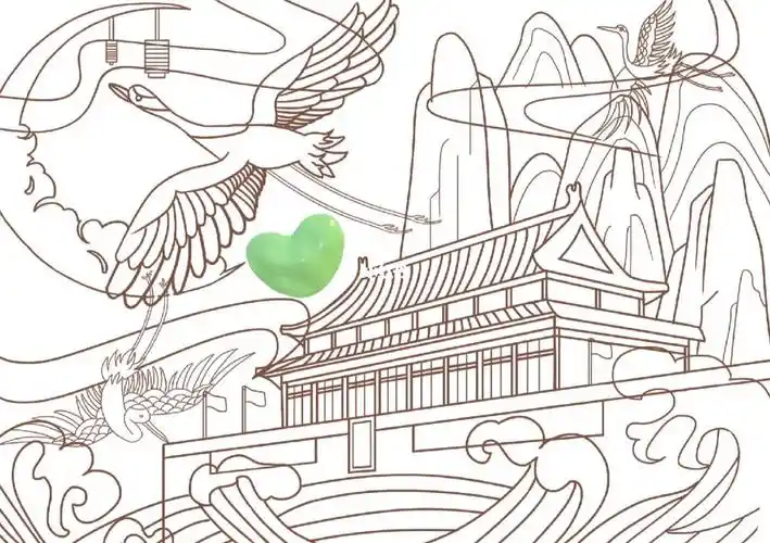 描边国潮插画线稿