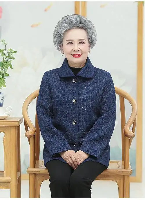 新款女装2021奶奶装春装外套老年人上衣女春秋60岁以上70妈妈薄款老人