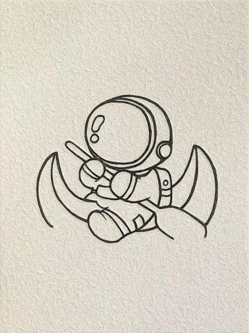 简笔画-宇航员    我是银河里的流浪家,你是月球里的常驻民,我环游