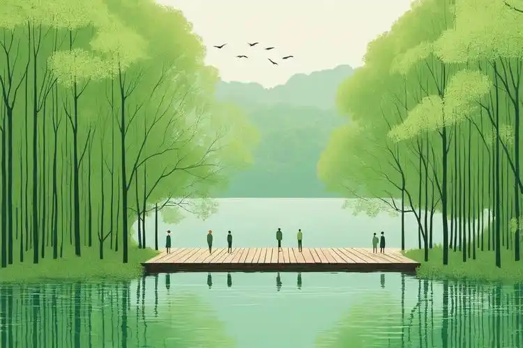 使用sd绘制绿色简约治愈系海报壁纸插画