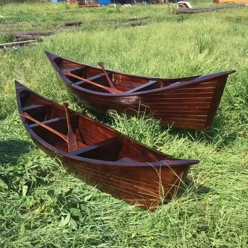 欧式两头尖手划木船手工实木制船装饰船尖头船摄影道具船迷你船模