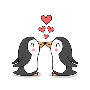 卡通手绘企鹅亲亲免抠素材