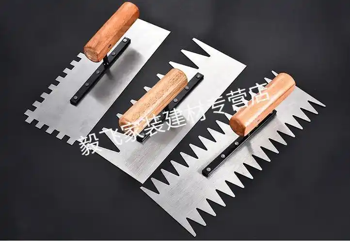 抹刀锯齿抹子抹灰泥工新工具灰匙带齿抹泥刀铺砖贴瓷砖灰铲刀瓦工右