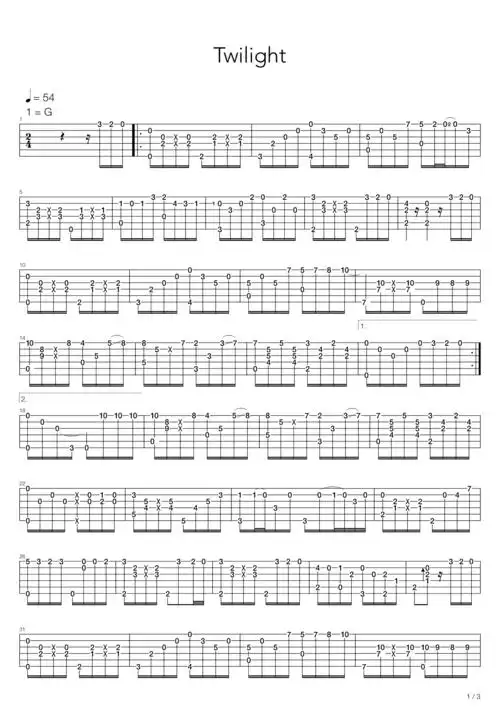 押尾桑《twilight(黄昏)》吉他谱