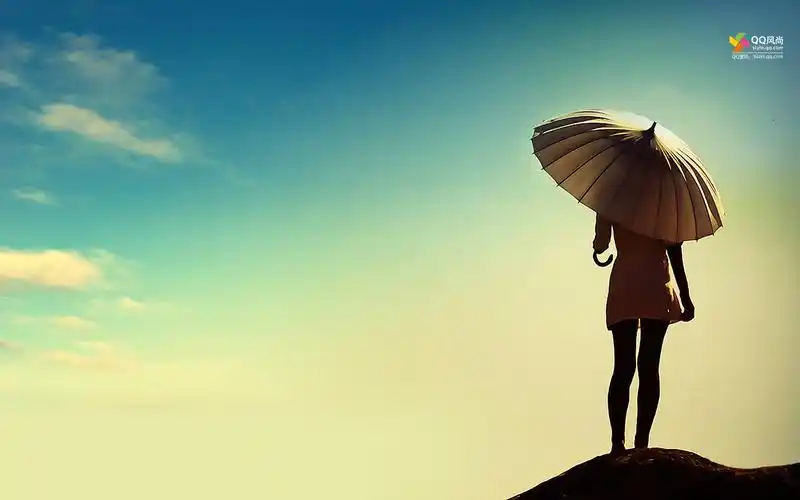 找一张美女打伞眺望背影的壁纸(下图),1366 768的,分辨率大于这个的也