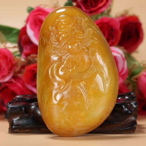 禄缘相珠宝严选万子涵作品 和田玉独籽料黄沁钟馗天官赐福手把件 福禧