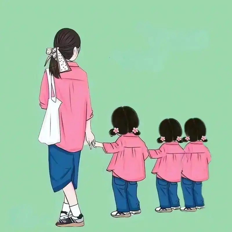 三个女儿#全家福卡通头像  - 抖音