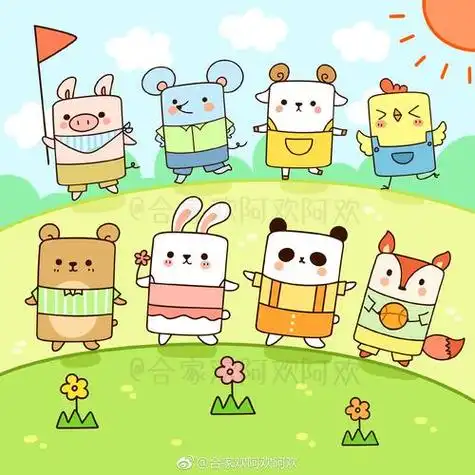 简笔画小动物去郊游背景